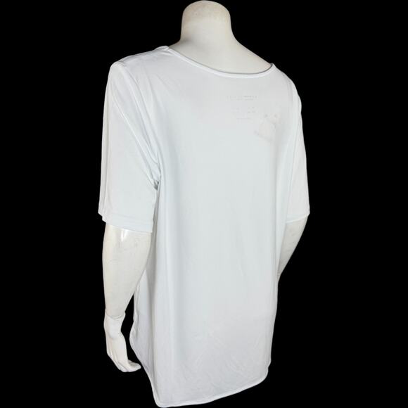 Susan Graver Modern Essentials Pet Liquid Knit Shirttail Tunic White L PETITE - Picture 7 of 13